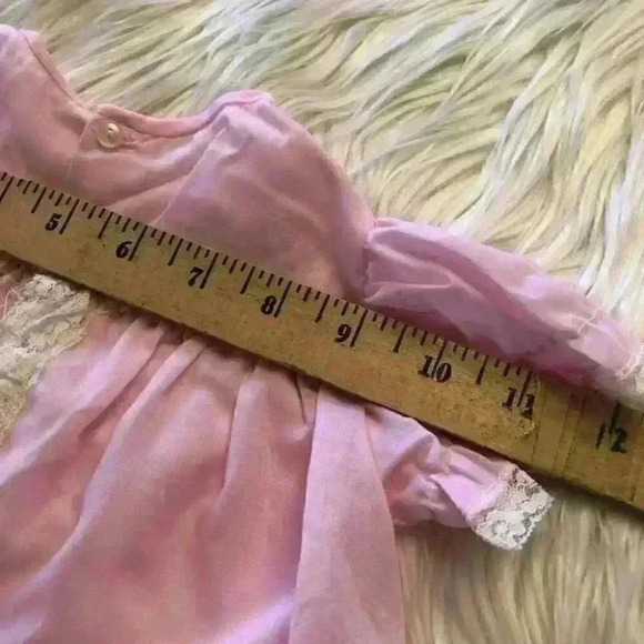 VTG easter ruffles handmade baby pink top size 6+ months button on back - Picture 5 of 5